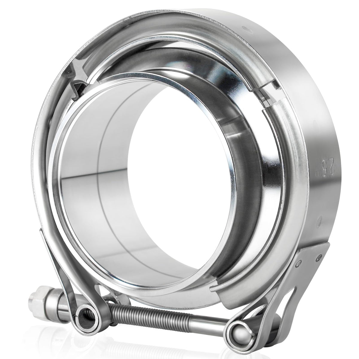 LWNWPPER 2.5 inch V Band Clamp secures exhaust connections with durable stainless steel.
