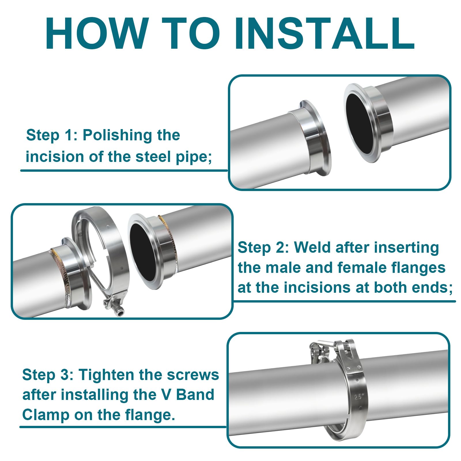 LWNWPPER 304 stainless steel clamp offers rust resistance for harsh environments.