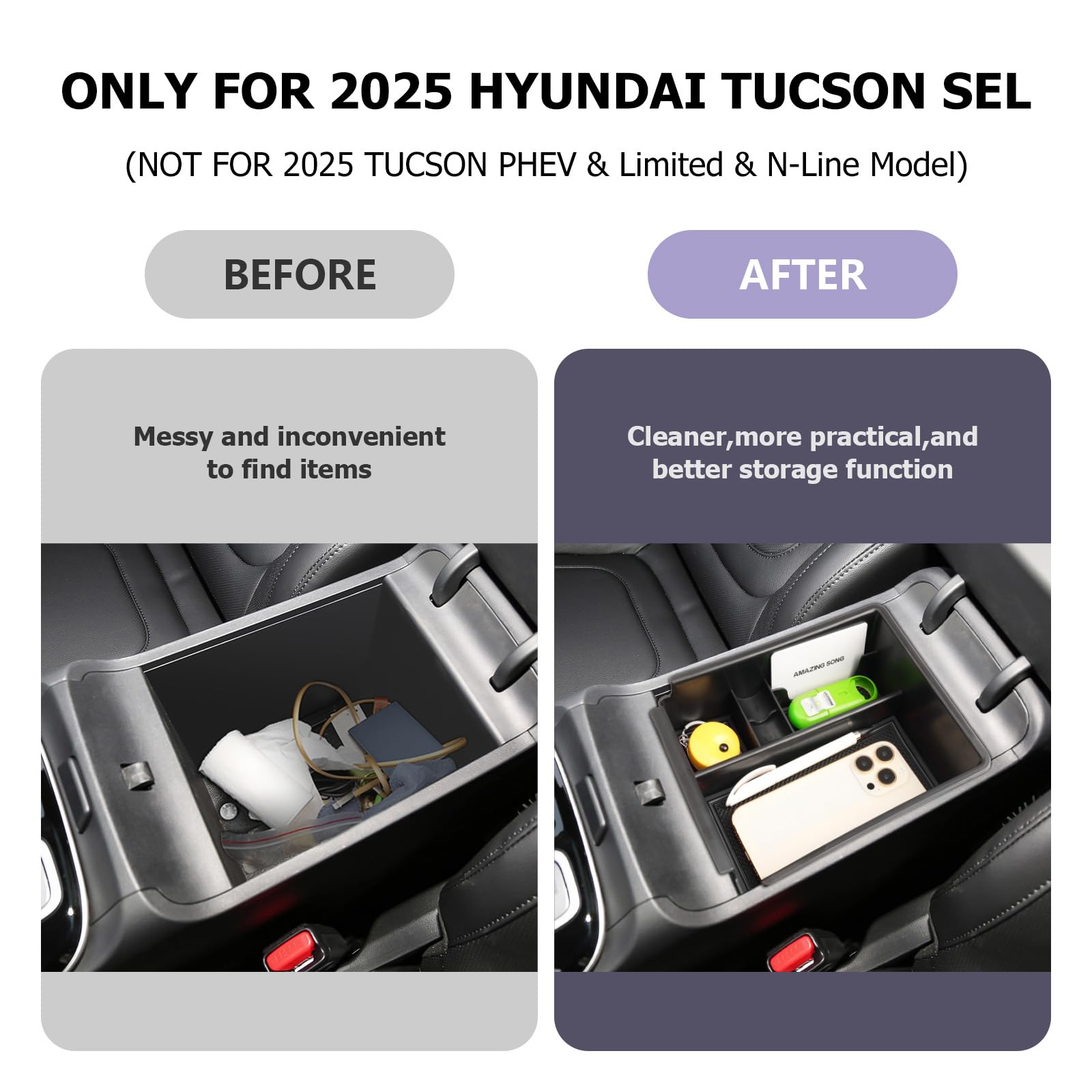 LUWU center console organizer crafted from durable ABS plastic resists moisture and daily wear