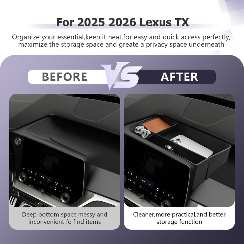 LUWU TX center-console detail highlights organized storage compartments.