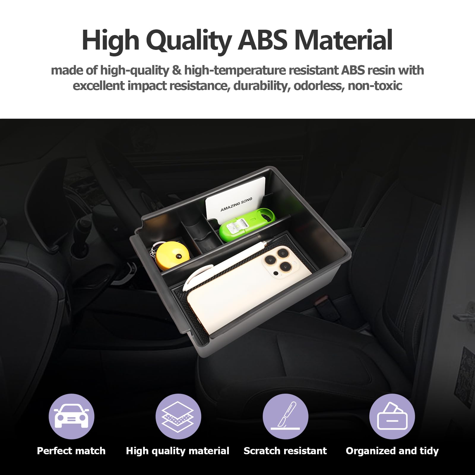 LUWU organizer features a rubber tray bottom liner for quiet, quick cleanup