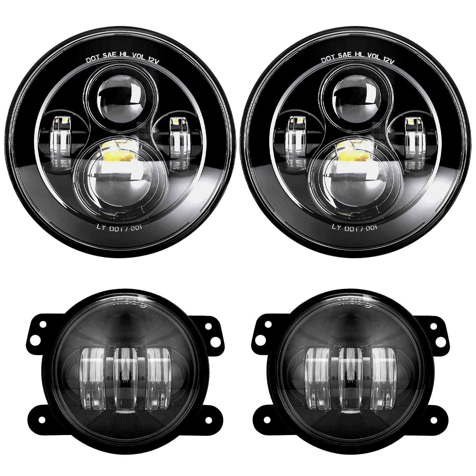 LX-LIGHT 7in headlights front view for Jeep Wrangler with improved visibility