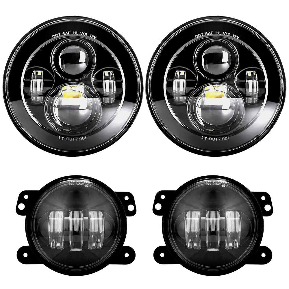 LX-LIGHT 7in headlights front view for Jeep Wrangler with improved visibility