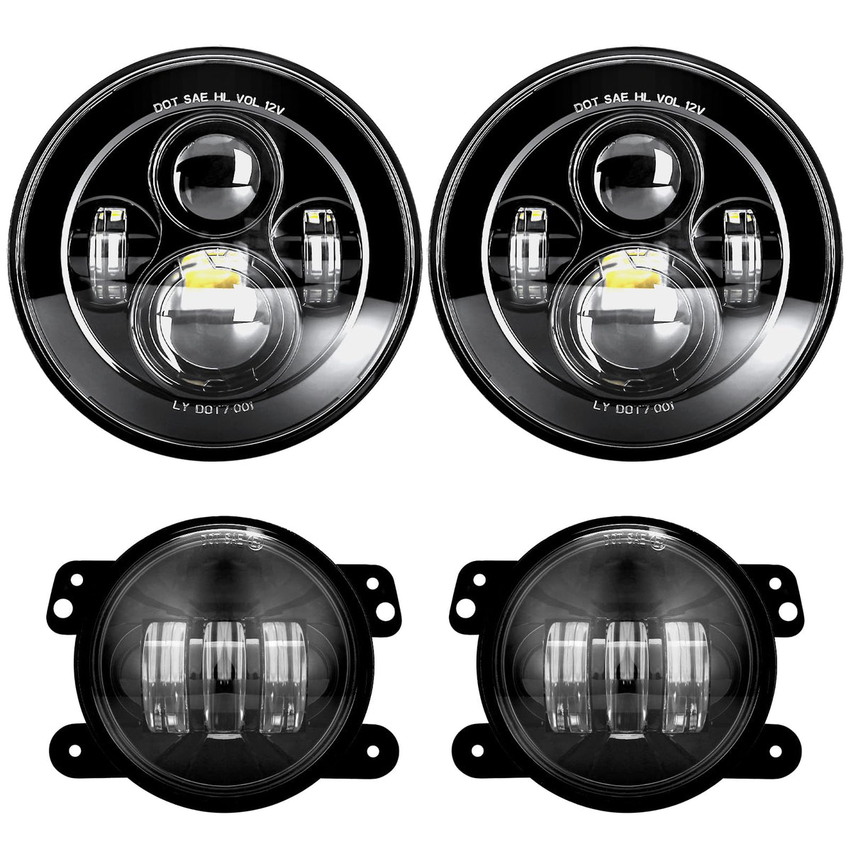 LX-LIGHT 7in headlights front view for Jeep Wrangler with improved visibility
