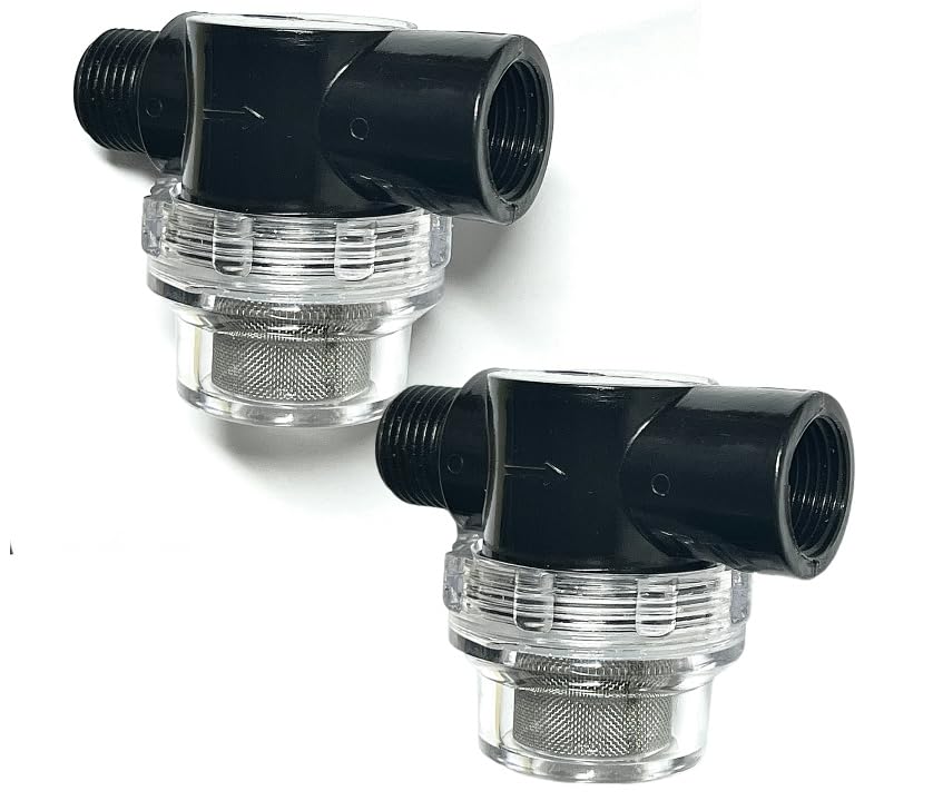 LXJZCP RV water pump filter assembly with twist-on connection for leak-free RV plumbing.