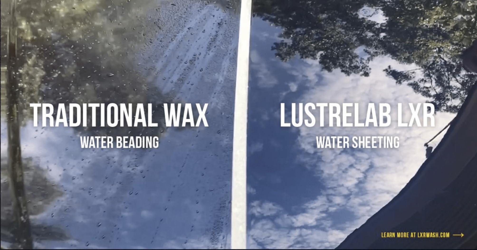 Water sheeting action on surface highlights dirt resistance and easy maintenance