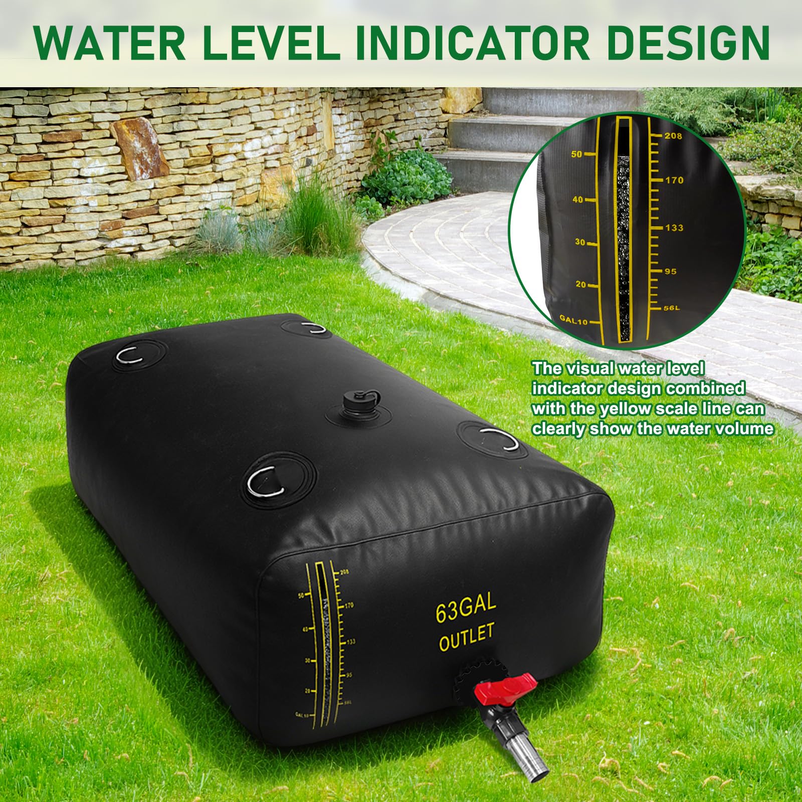 Folded LXVOOEE water bladder stored compactly in a vehicle