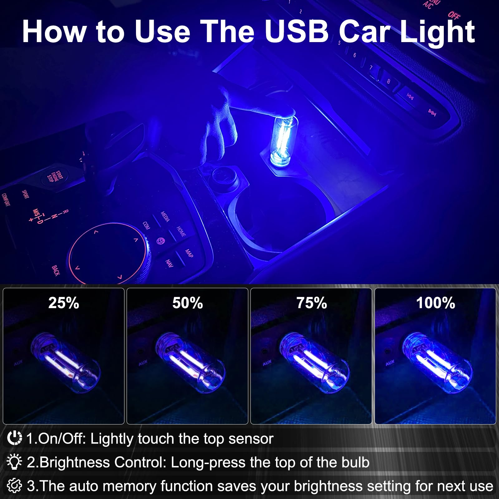 LYCARESUN compact USB powered lamp suitable for car or desk setup