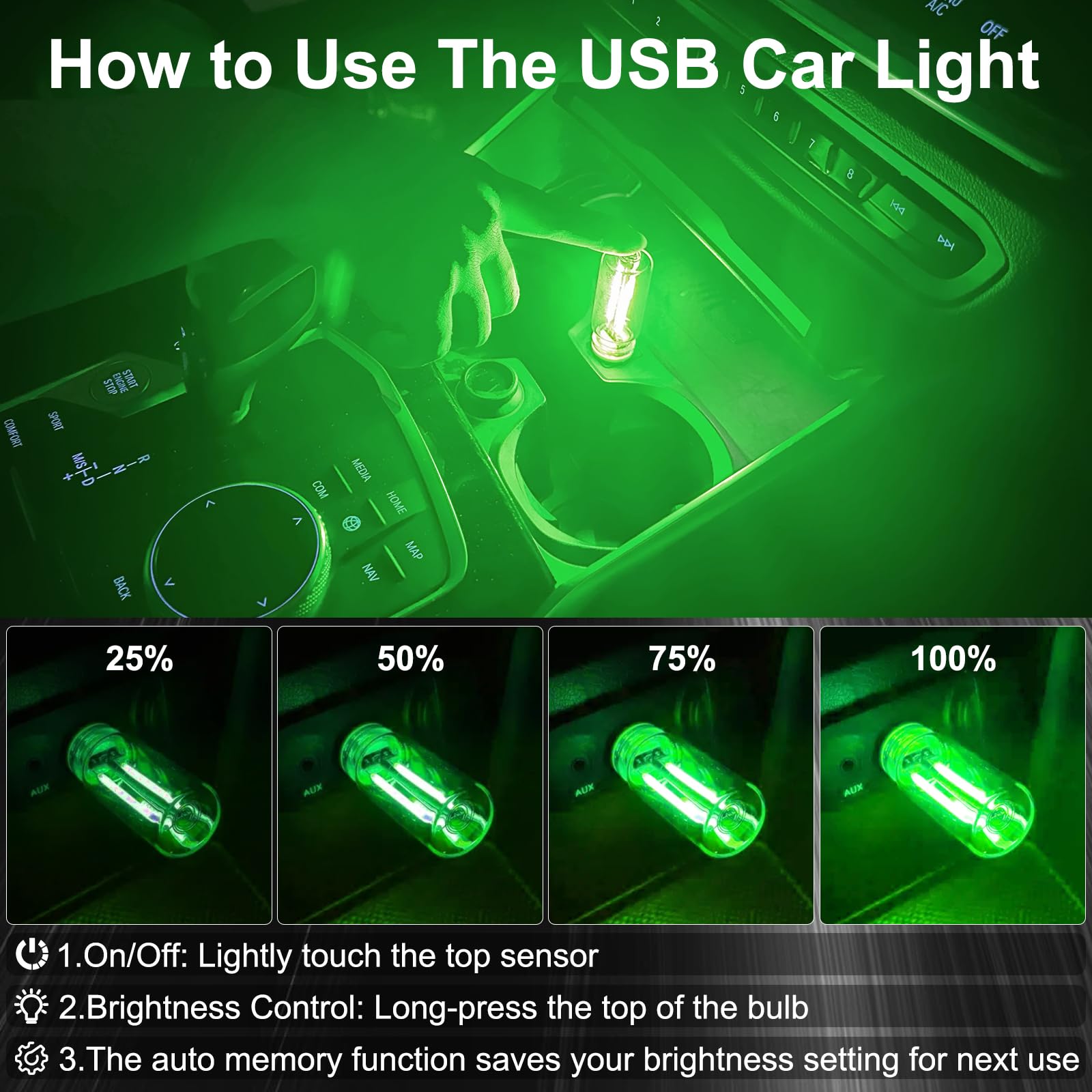 LYCARESUN USB-powered ambient light for cars, bedrooms, and camping