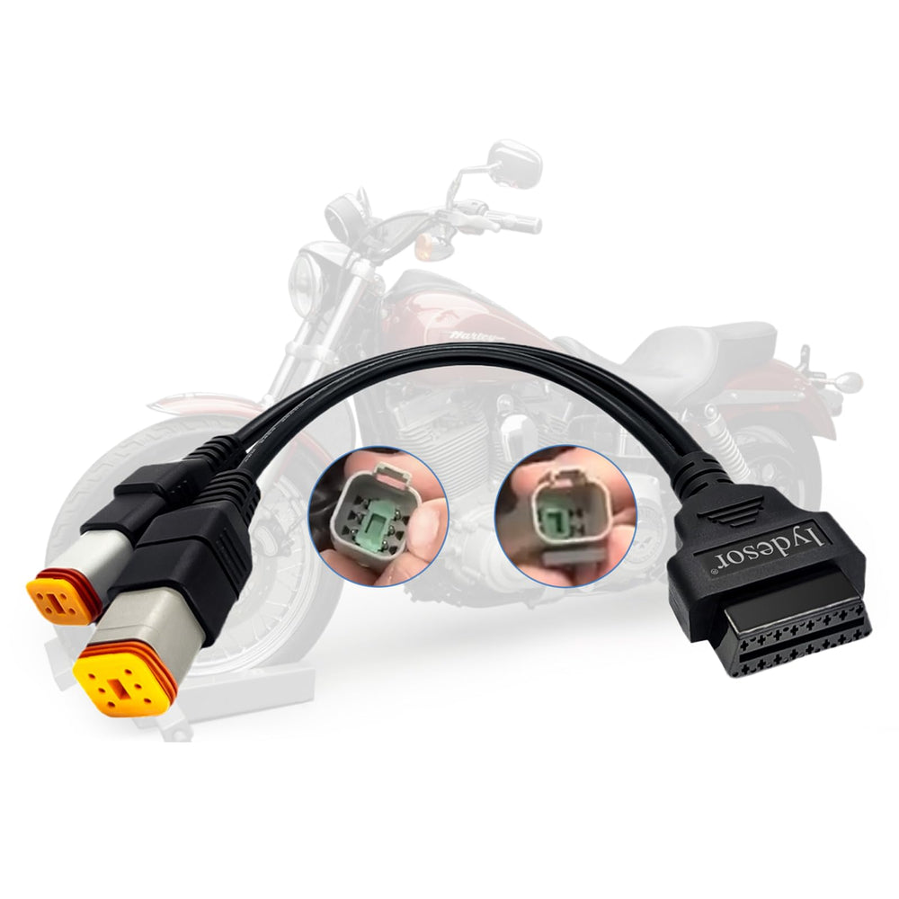 lydesor OBD2 cable with Harley 4-pin and 6-pin connectors for quick diagnostics