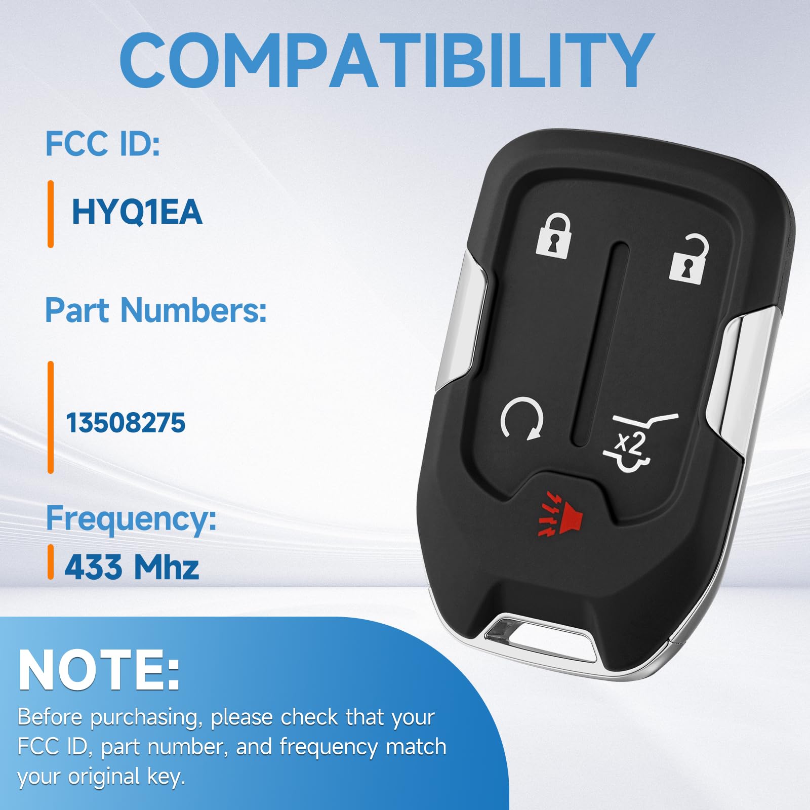 Lyfucess GMC Acadia key fob back view showing button layout