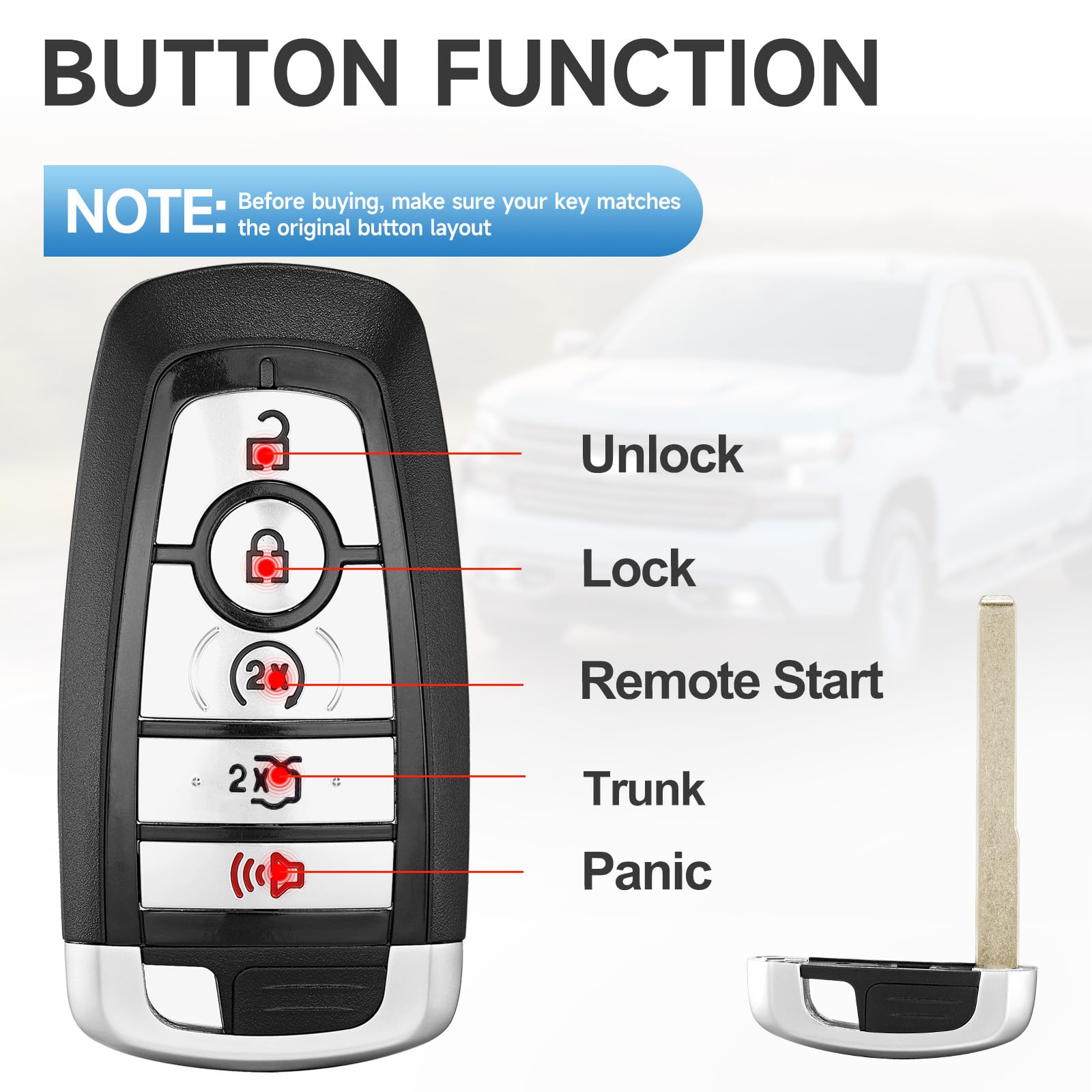 LYFUCESS replacement key fob with FCC IDs 164-R8149 and 164-R8162 for Mustang.