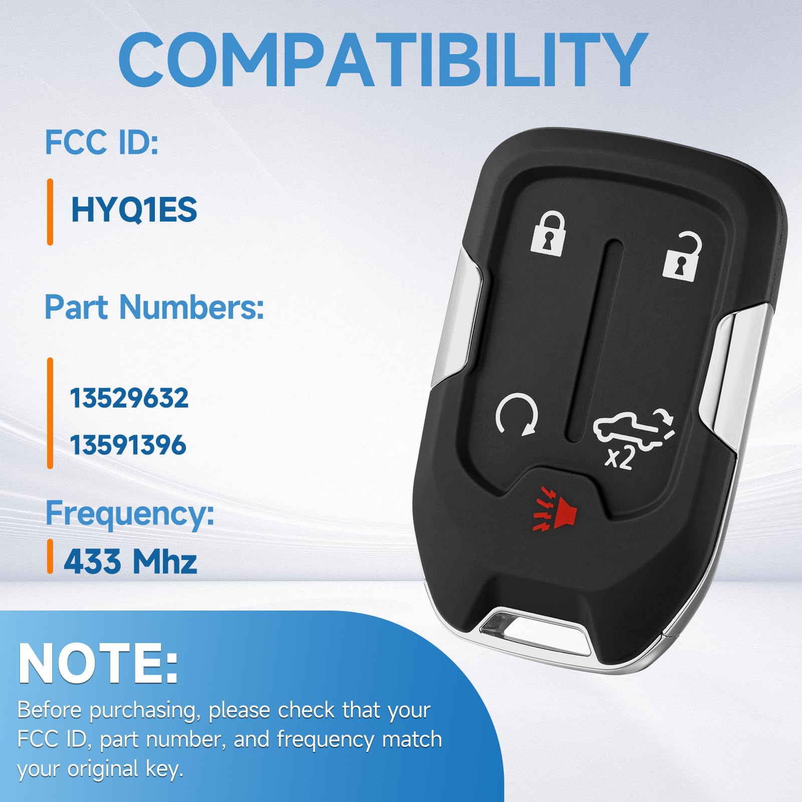 LYFUCESS key fob exterior back view for GMC Sierra 2019-2023