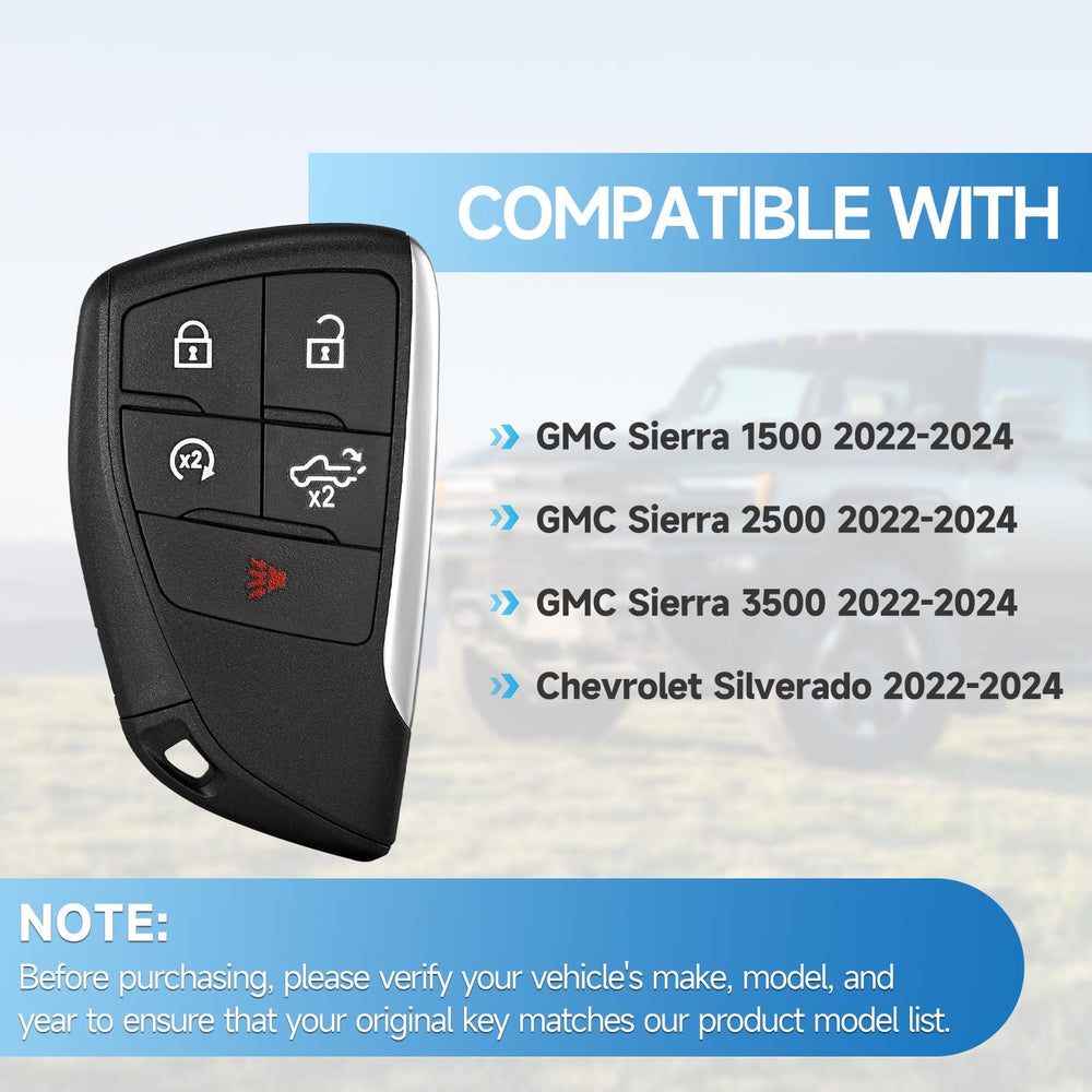 LYFUCESS smart key fob back view showing button layout for GMC Sierra 2022-2024