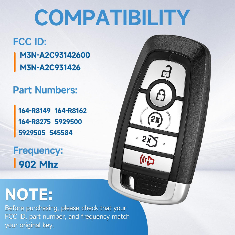 LYFUCESS Ford Fusion proximity remote replacement with ready electronics for setup.