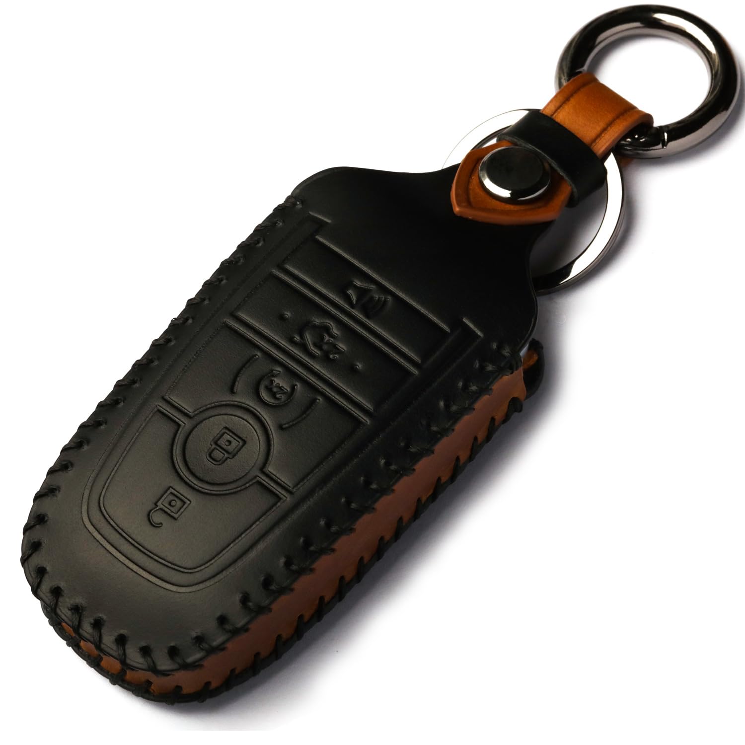 LYGKMU Ford key fob cover for 5-button fobs with 360° protection and premium leather