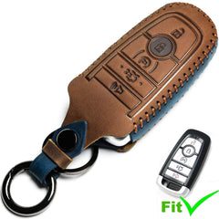 LYGKMU Ford key fob cover brown side view demonstrates full coverage