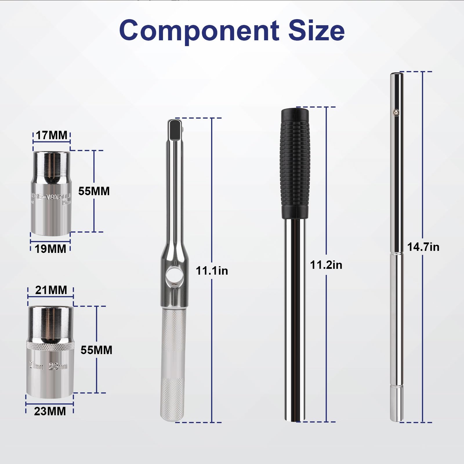Lyhubmh four-way lug wrench with 17/19mm and 21/23mm sockets for versatile use