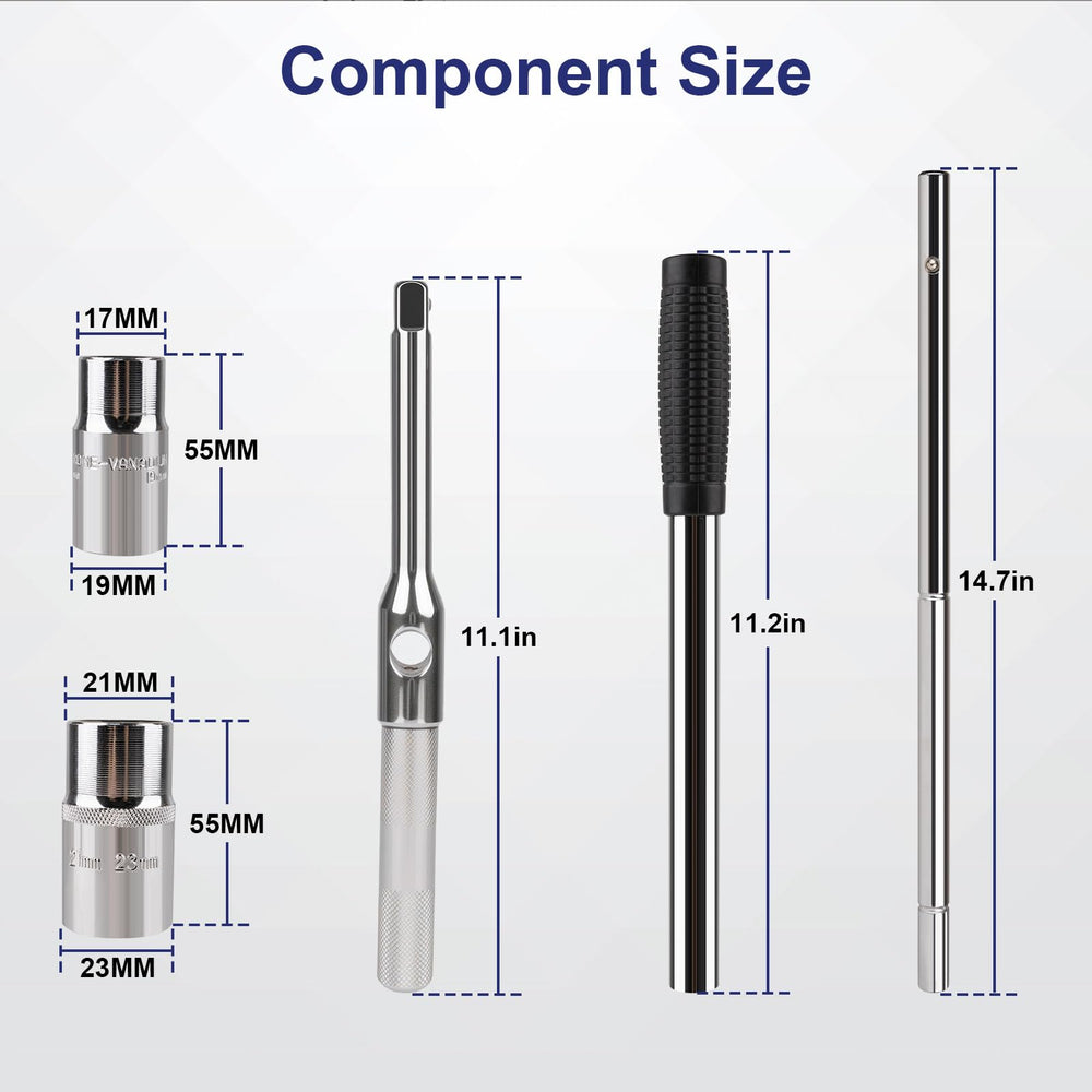 Lyhubmh four-way lug wrench with 17/19mm and 21/23mm sockets for versatile use