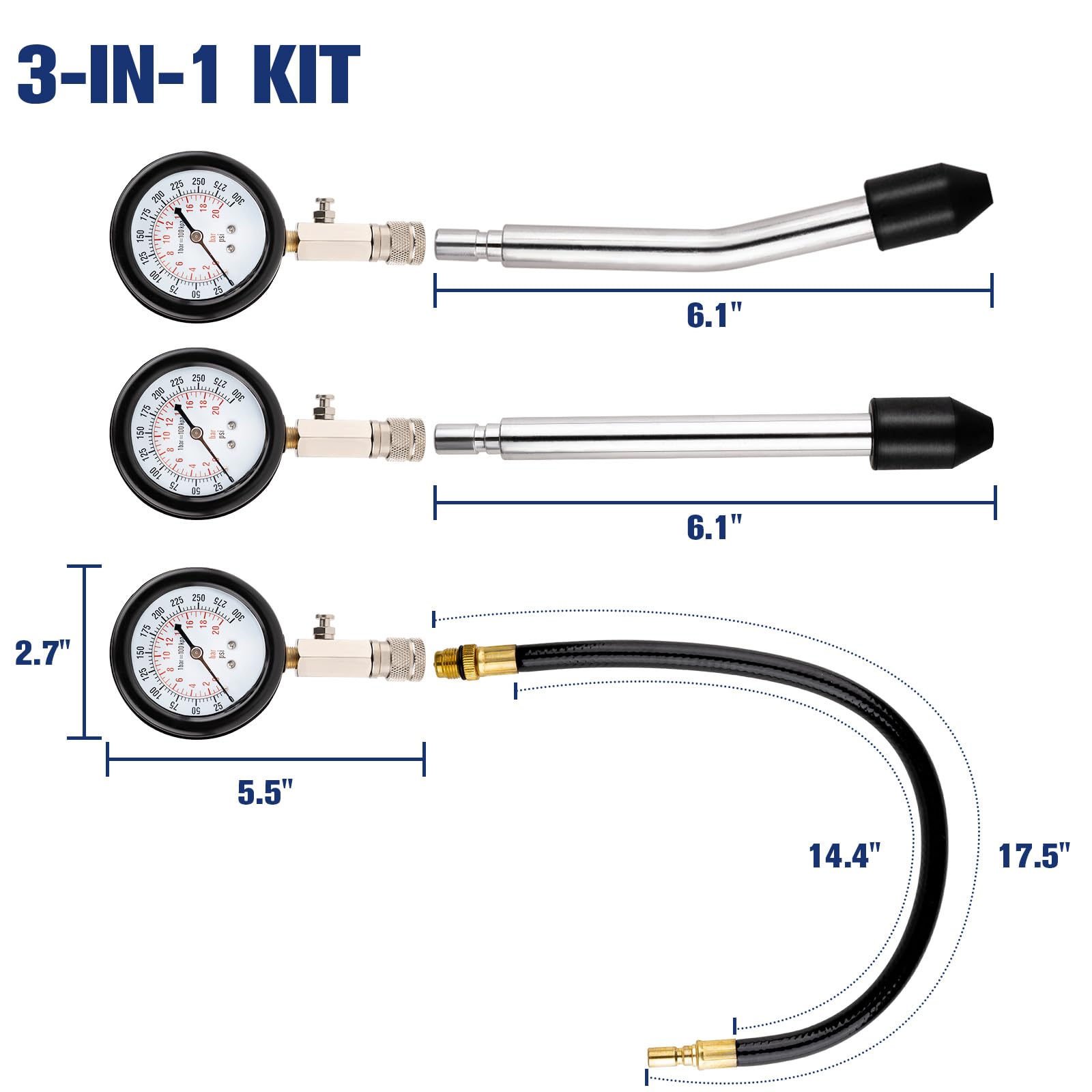 Lyhubmh compression tester kit extension hose enabling flexible testing