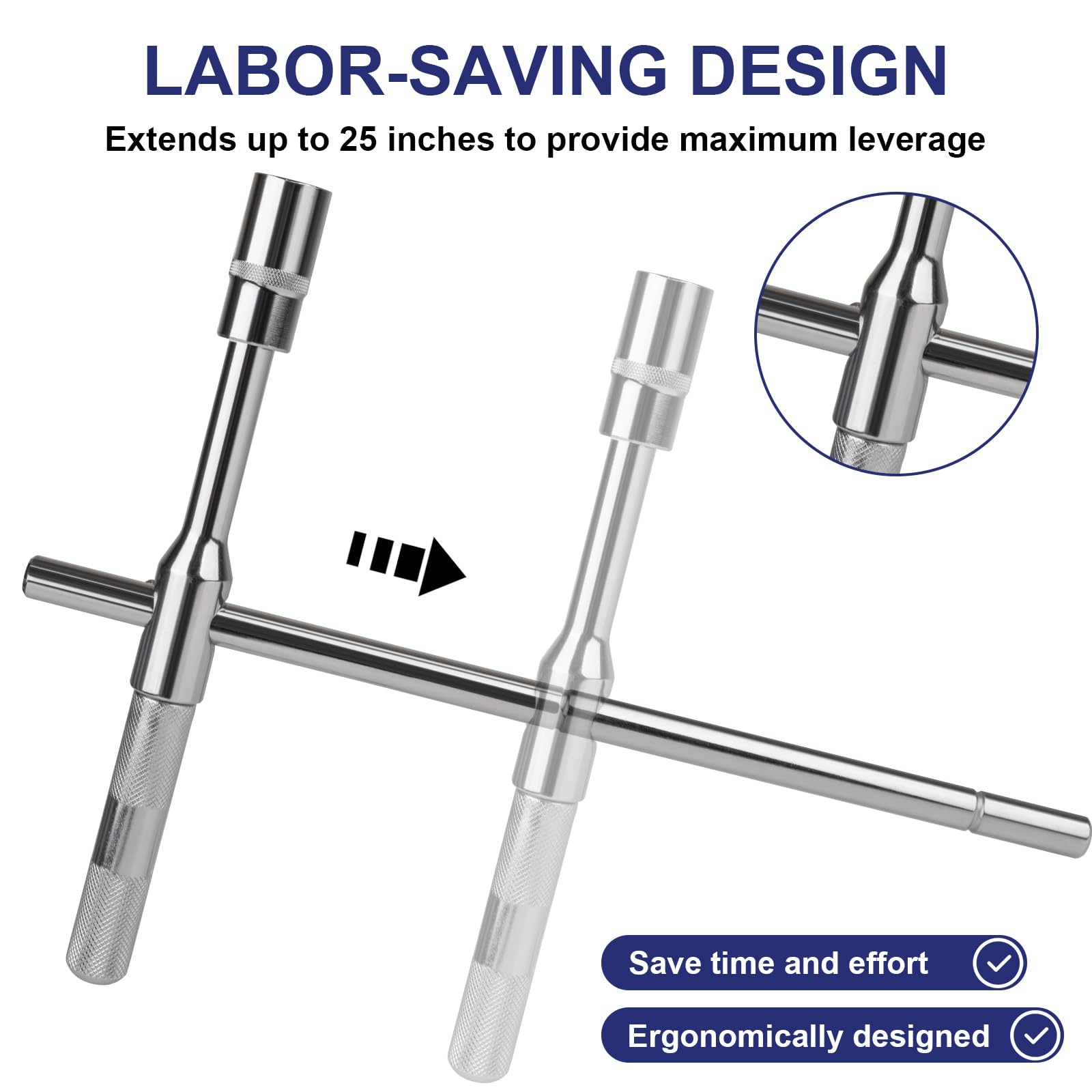 Lyhubmh swivel-handle design enables smooth leverage during tire changes