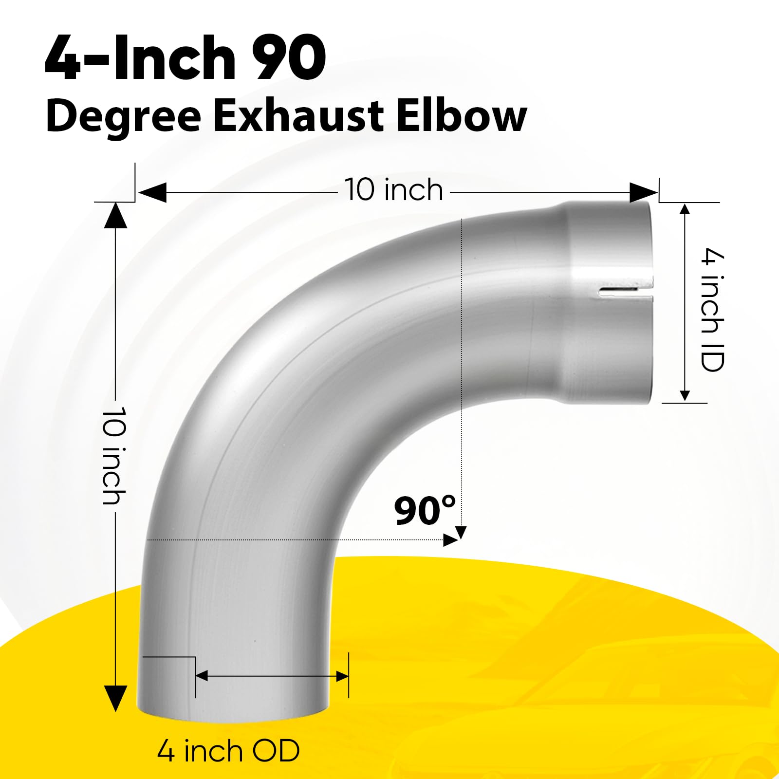 LYLCDDP exhaust 90 degree tube inner view demonstrates precise 4 inch diameter fit.