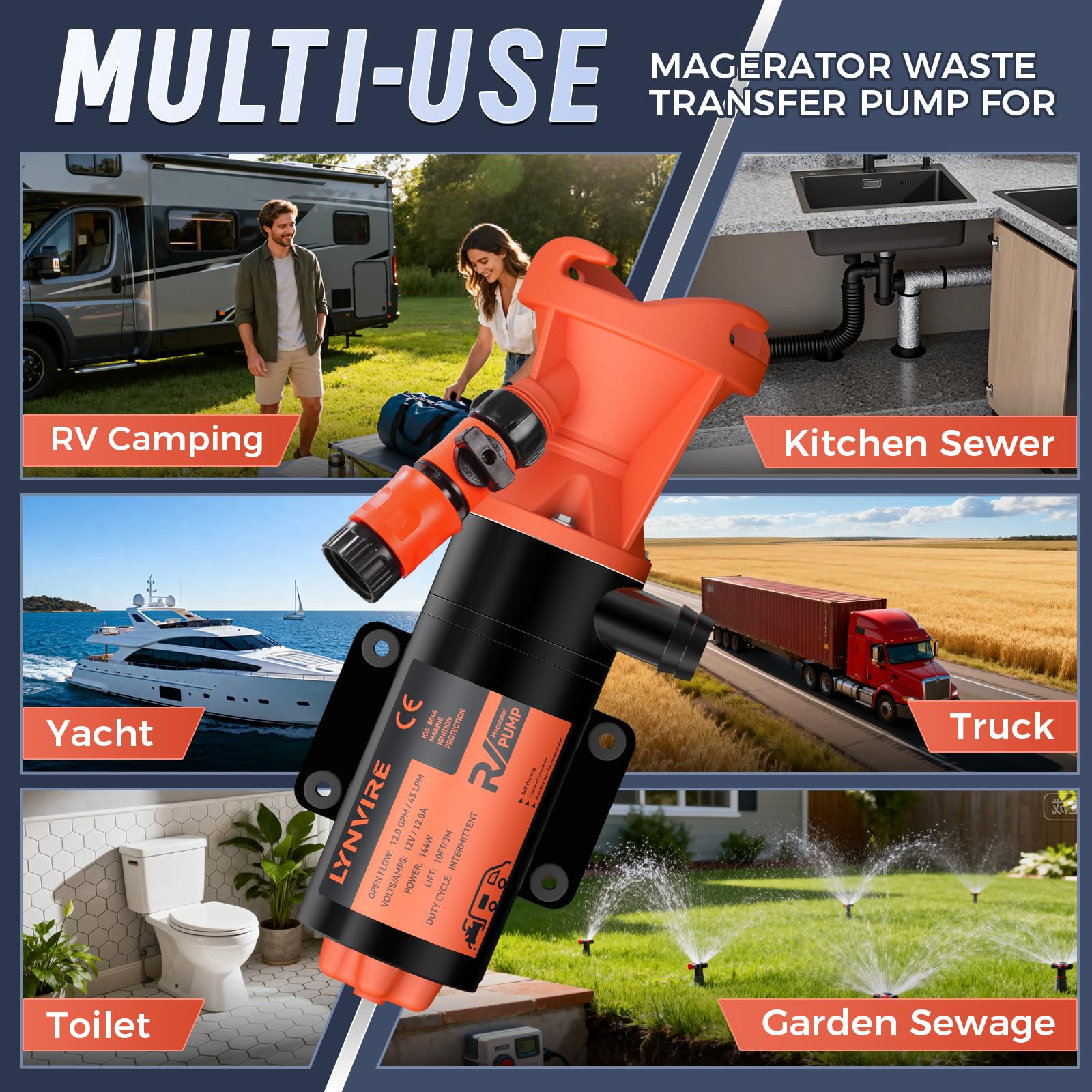 Lynvire Macerator Pump dry-run protection prevents startup damage.