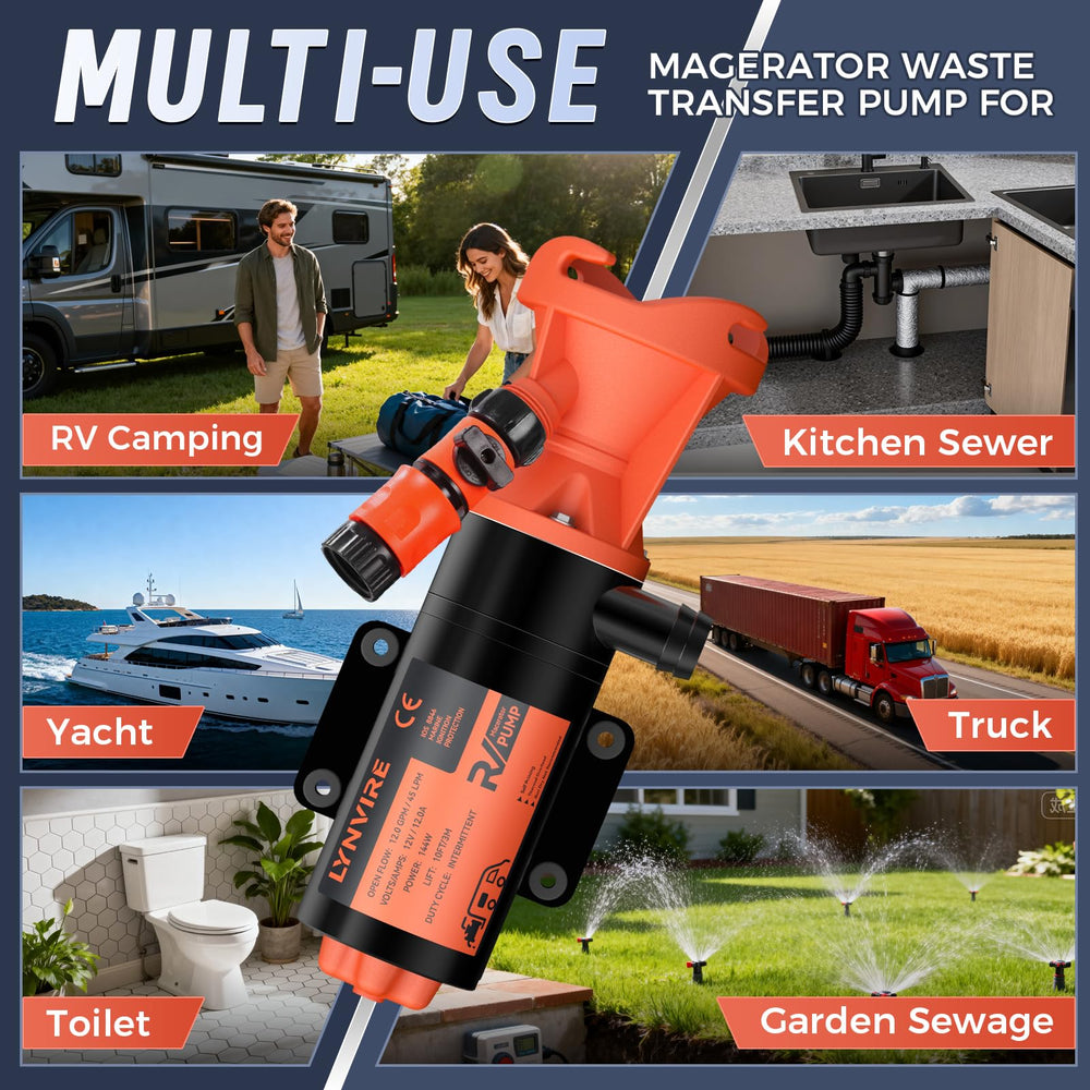 Lynvire Macerator Pump dry-run protection prevents startup damage.