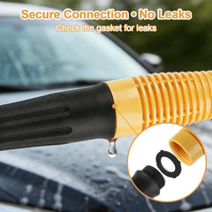 Detachable spray gun with five-pattern nozzle for targeted rinsing.