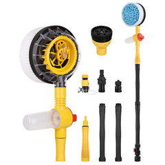 LYOKELC rotating car wash brush with hose attachment for easy exterior cleaning.