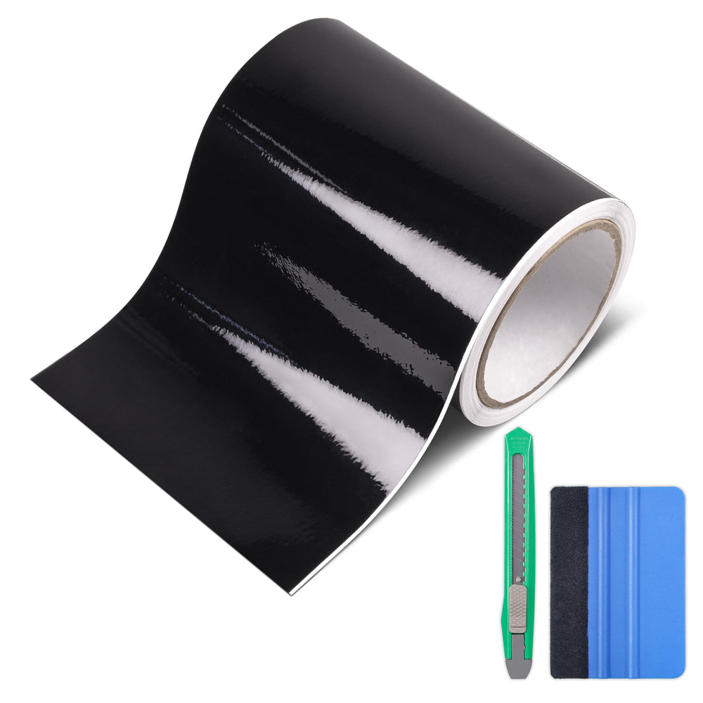 Lypumso gloss black vinyl wrap roll for chrome delete in high-gloss finish