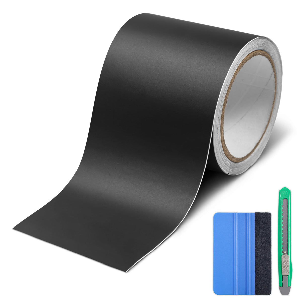 Lypumso matte black wrap roll on vehicle surfaces with sleek protective finish