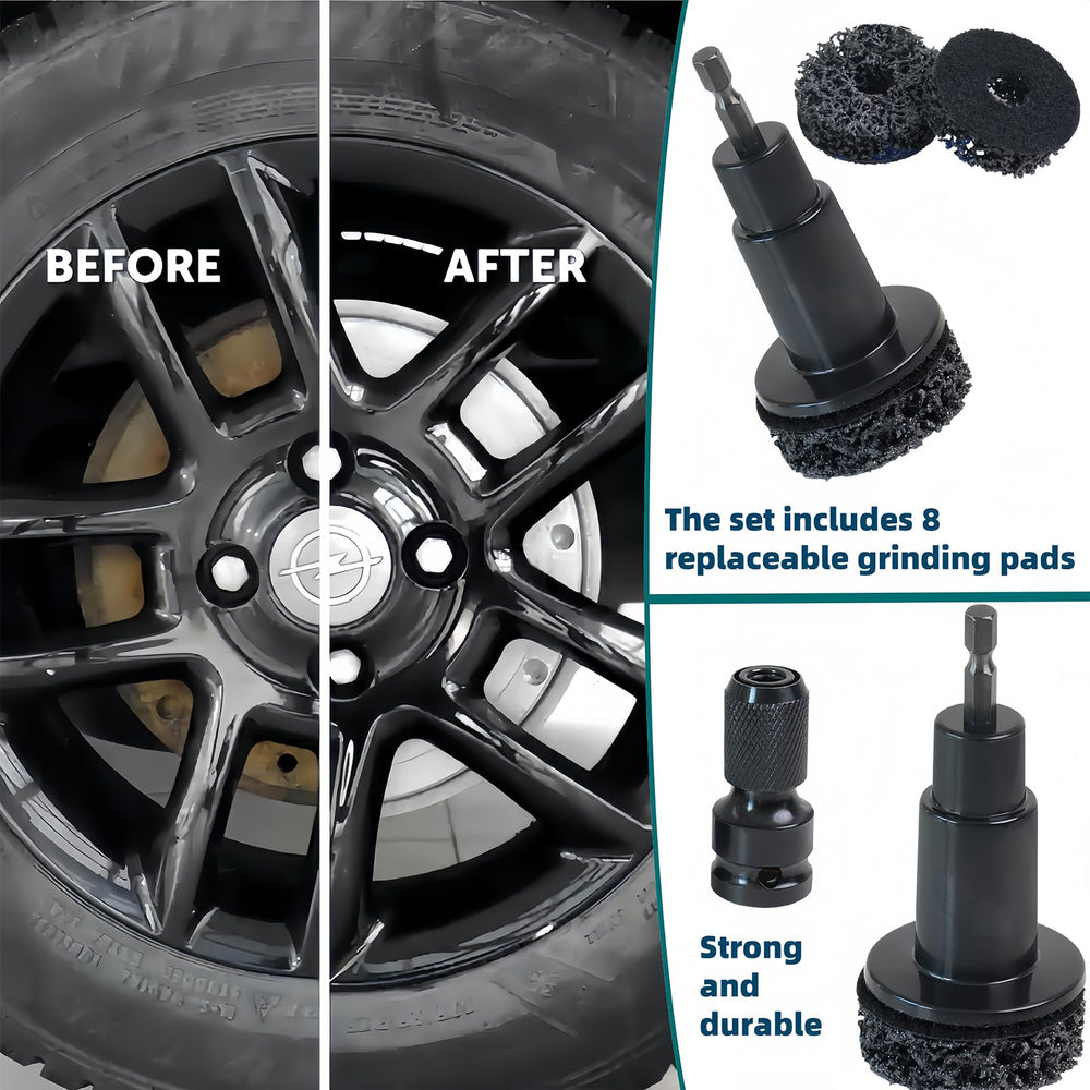 LY&SASIF in-use hub cleaner demonstrates efficient rust removal on wheel studs.