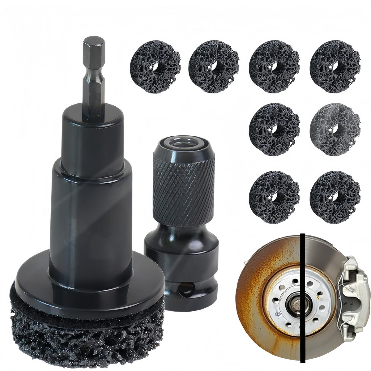 LY&SASIF wheel hub cleaning pads remove rust and prep surfaces.