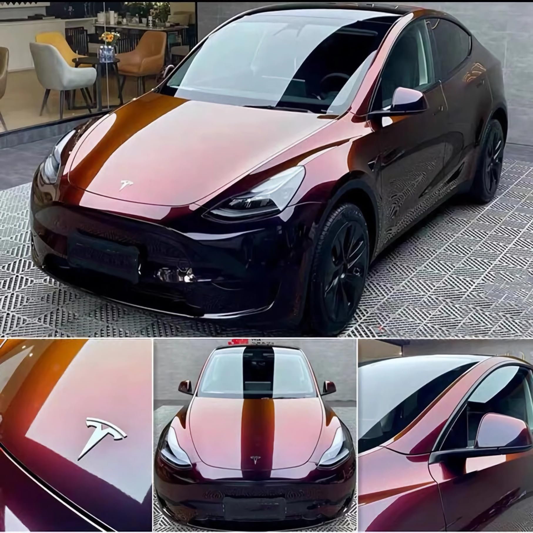 LZLRUN easy-apply car vinyl wrap example on a hood for quick customization