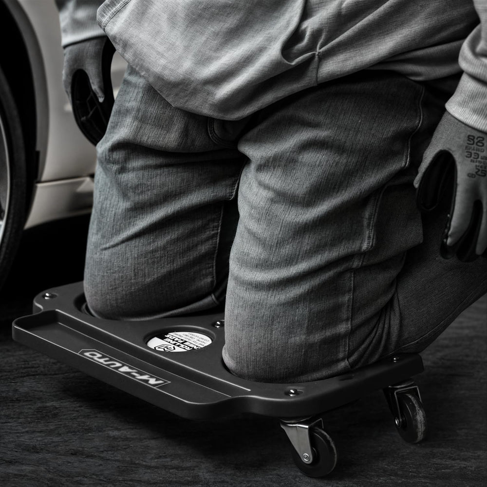 M-AUTO rolling knee creeper streamlines painting, tile laying, and landscaping