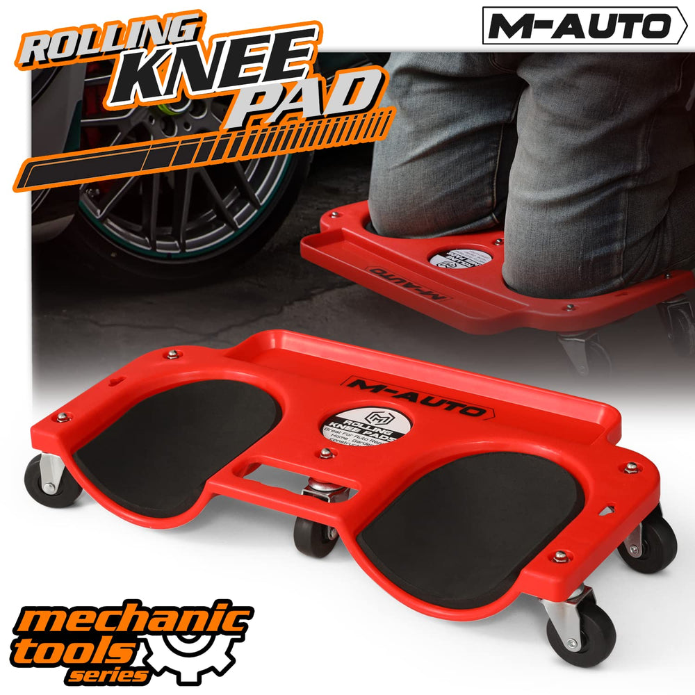 M-AUTO rolling knee creeper in action with casters engaged.