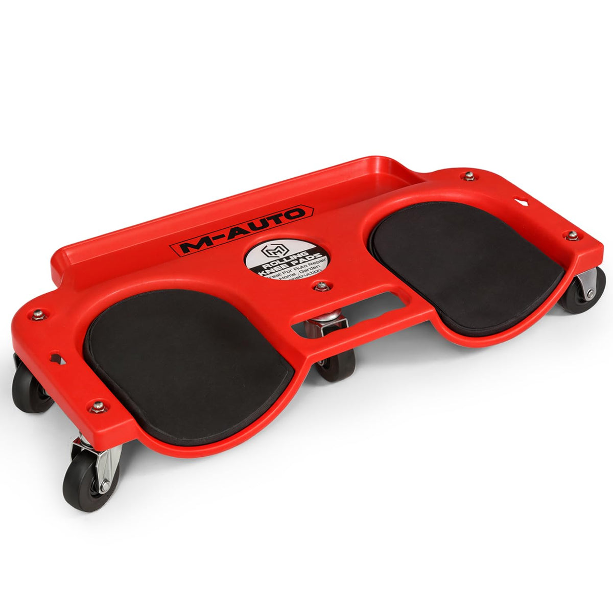M-AUTO rolling knee creeper side view shows smooth mobility with swivel casters.