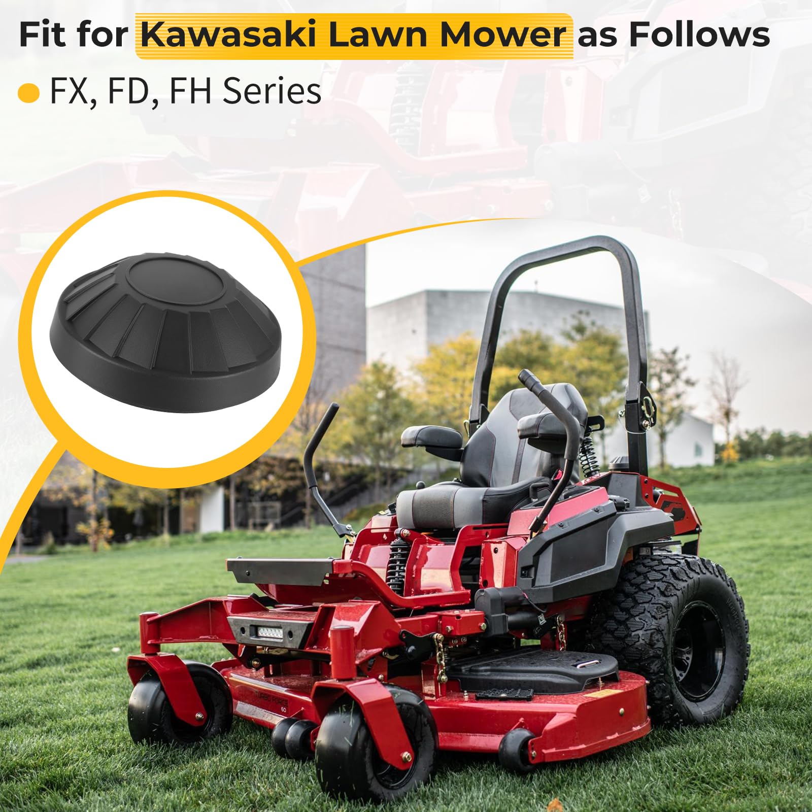 M MATI rain cap safeguards the Kawasaki FD mower air intake during wet days.
