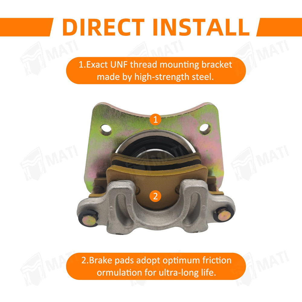 M MATI alloy piston close-up on rear brake caliper showing robust braking performance.