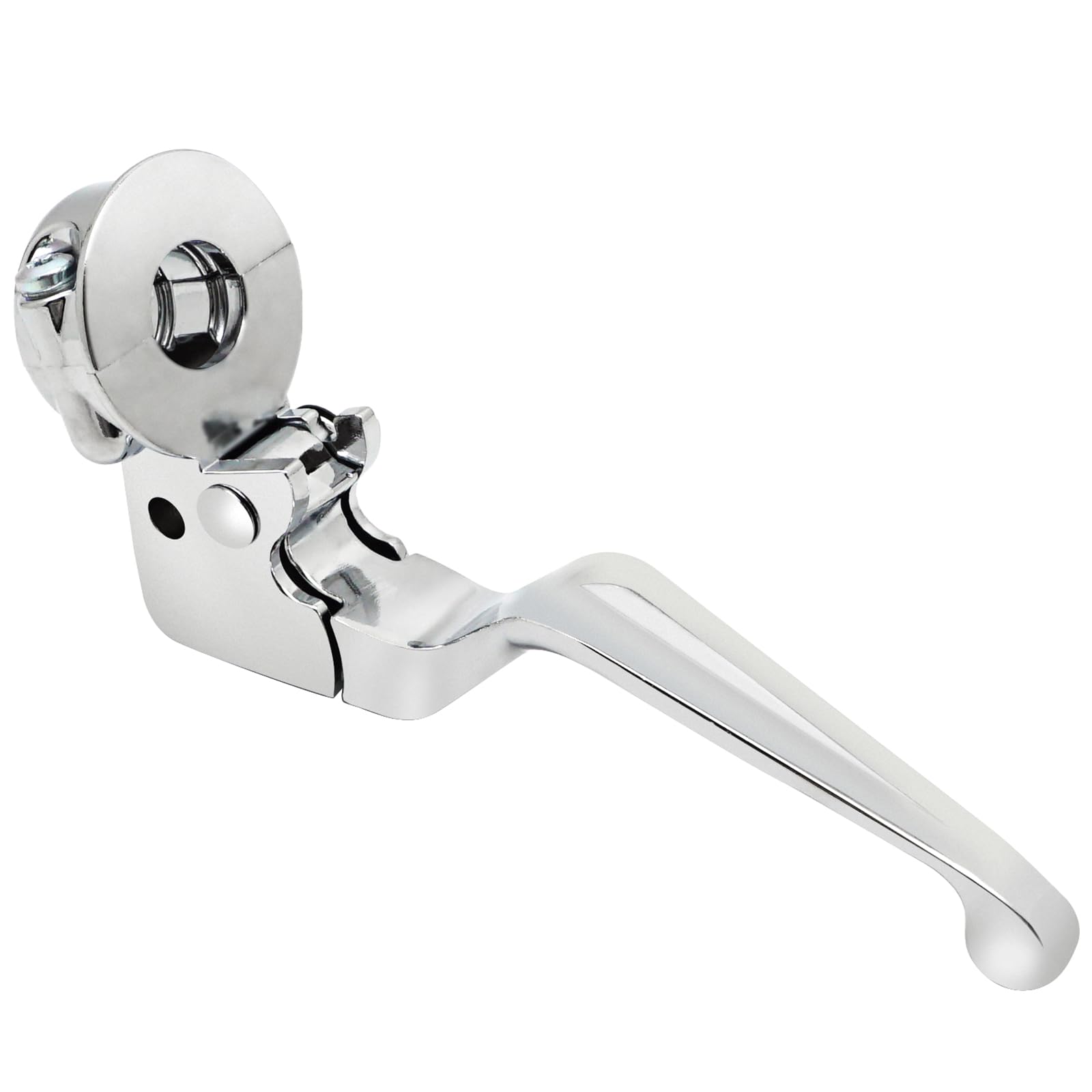 M MATI chrome clutch lever perch on Harley Fat Boy enhances lever feel for smoother shifting