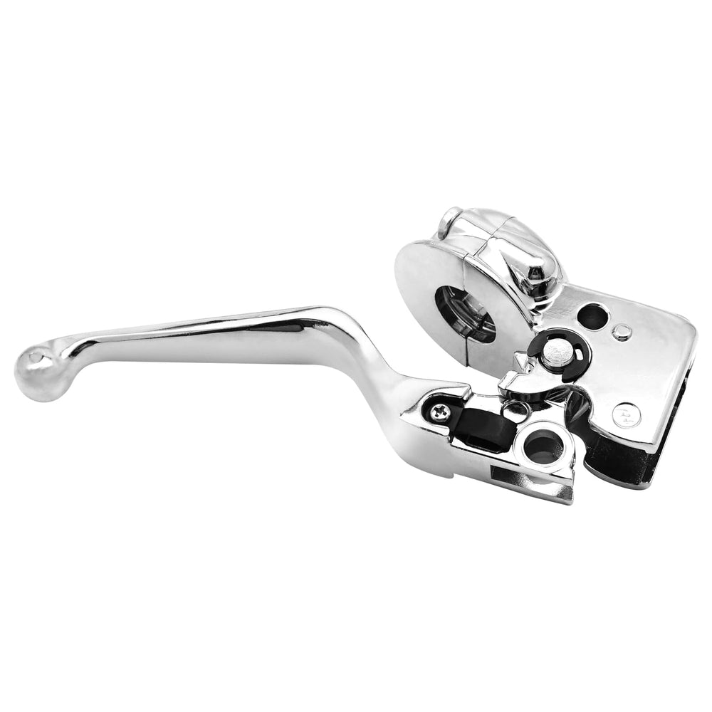 M MATI chrome clutch lever perch on Harley Softail Deluxe boosts ergonomic grip