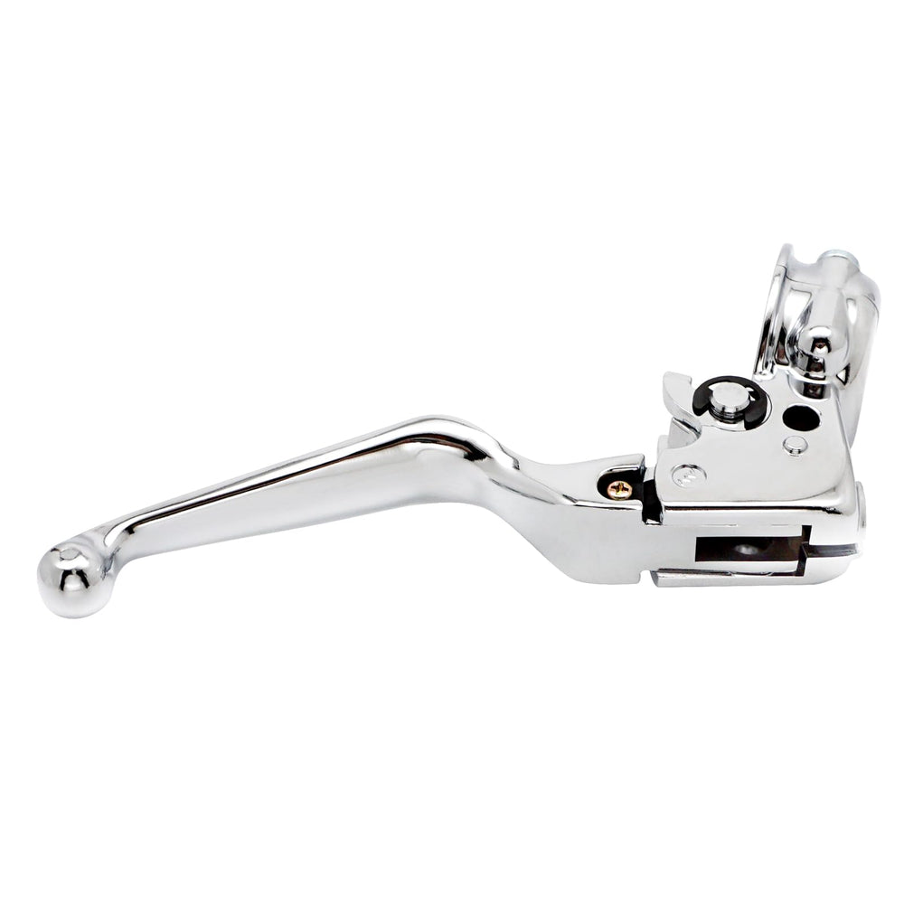 M MATI chrome clutch lever perch on Harley Street Bob enables comfortable daily riding