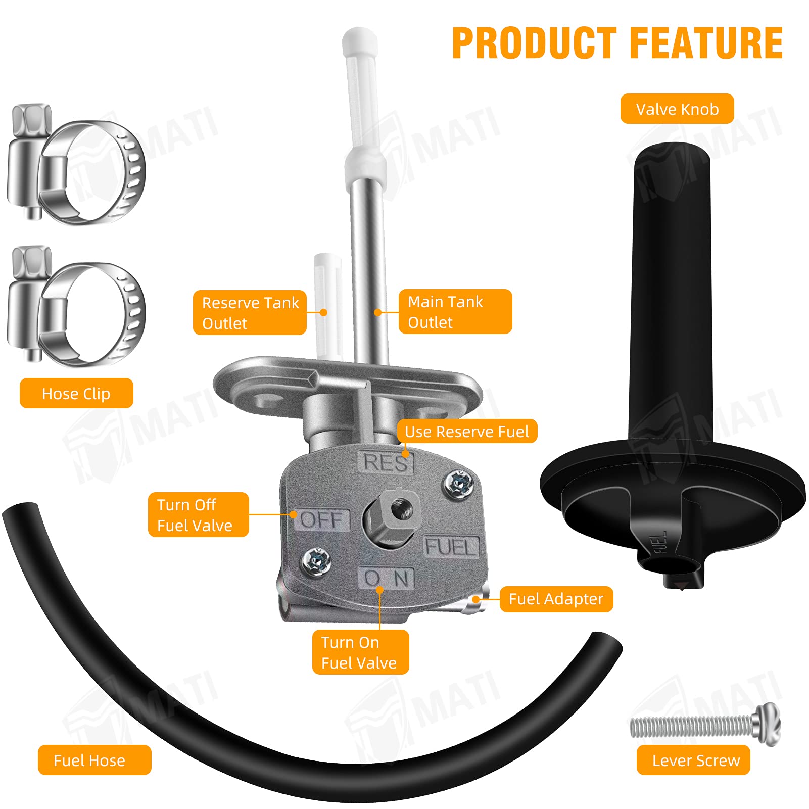 M MATI durable fuel tank switch valve material resistant to water and corrosion