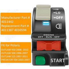 M MATI engine RUN OFF switch on handlebars enables quick power control