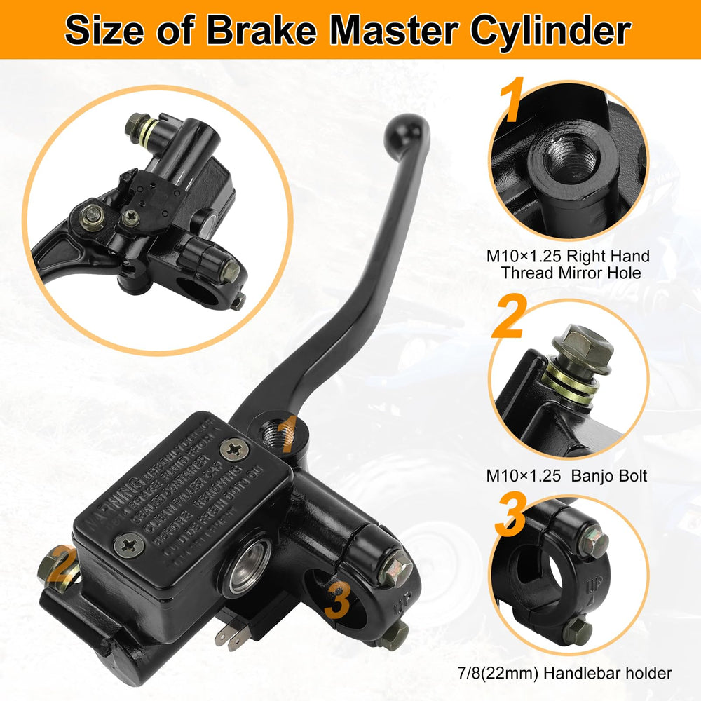 M MATI front brake master cylinder for Yamaha ATV Grizzly 400 enhances pedal feel and longevity.