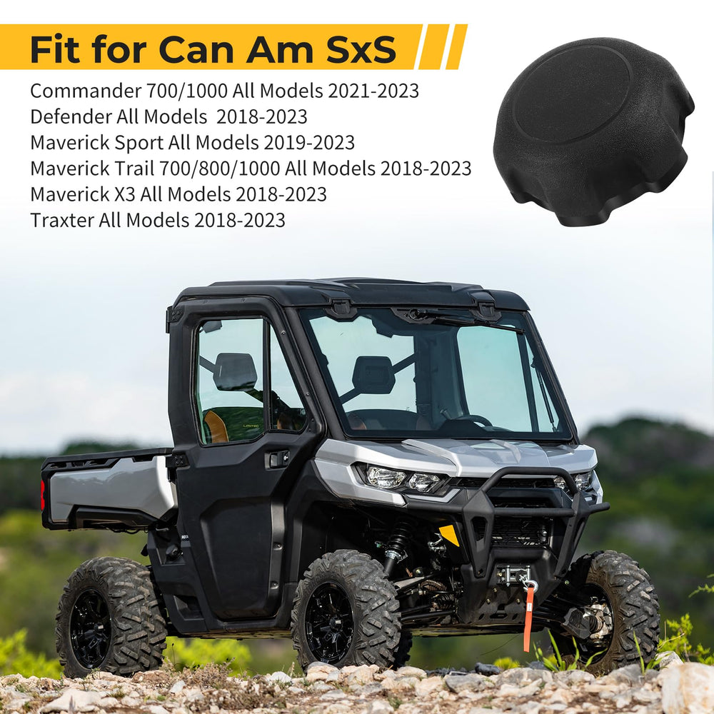 M MATI fuel cap for Can-Am Defender demonstrates durable construction for rugged trails.