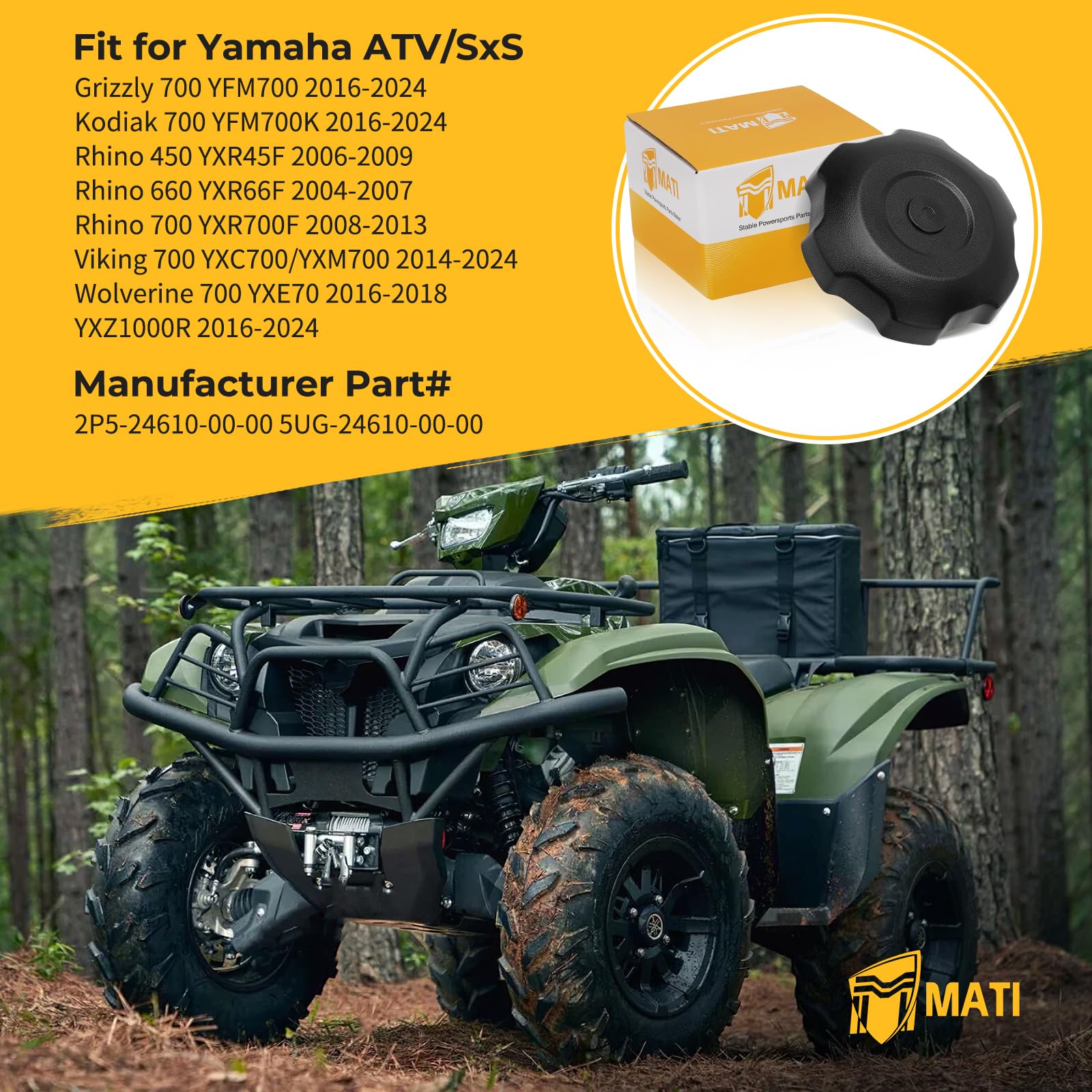 M MATI fuel cap for Yamaha Rhino 660 ensuring a tight seal against contaminants.