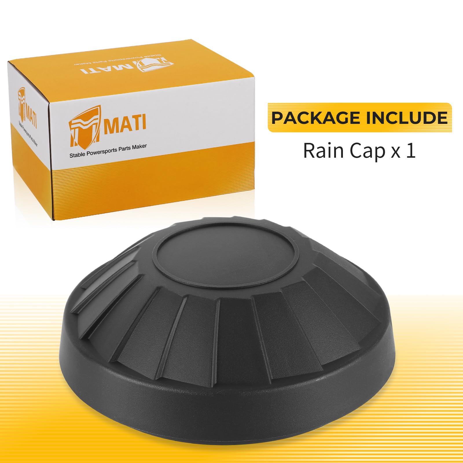 M MATI rain cap packaged one per box for easy storage.