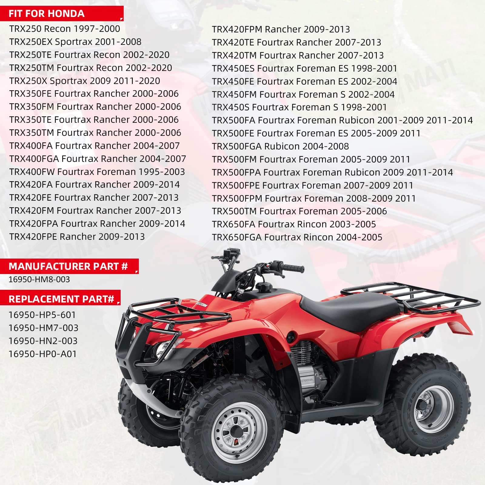 M MATI petcock lever for easy valve engagement on Honda ATVs